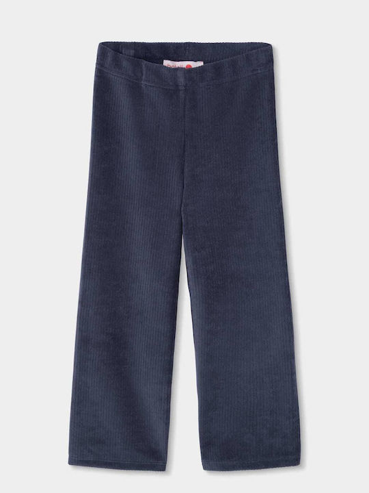 Pantalon Pentru Copii Din Catifea Raiata Albastru Marin