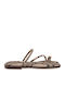 Leather Women's Flat Sandals Beige