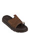 Leather Women's Flat Sandals Flatforms Brown