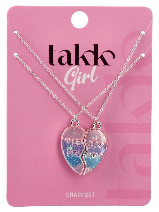 Takk Set 2 Silberne Kinderhalsketten Best Friends