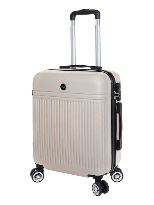 Seagull Cabin Hard Beige Suitcase with 4 Wheels Height 55cm