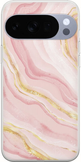 Cracked Marble Pink Gold Case Google Pixel 10 Pro 5G Flexible TPU Transparent Silicone