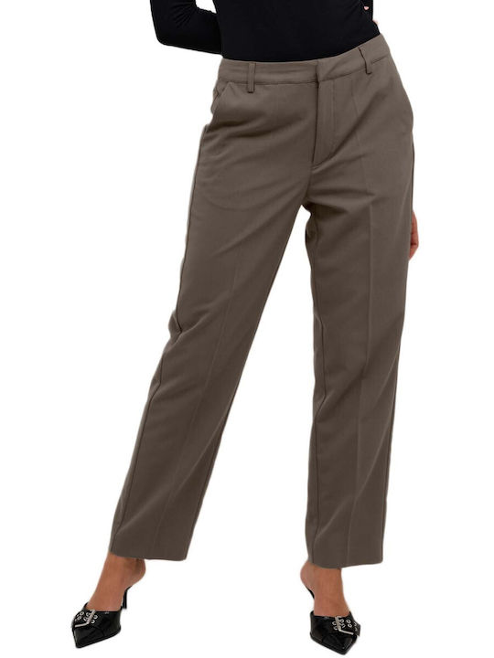 Kaffe Women's High Rise Fabric Trousers Brown