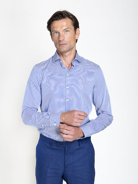 Vardas Baumwollhemd Blau Gestreift