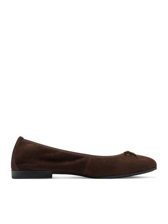 Tamaris Suede Γυναικείες Μπαλαρίνες Καφέ