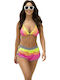 Bikini Set Push Up Shorts Floral Yellow
