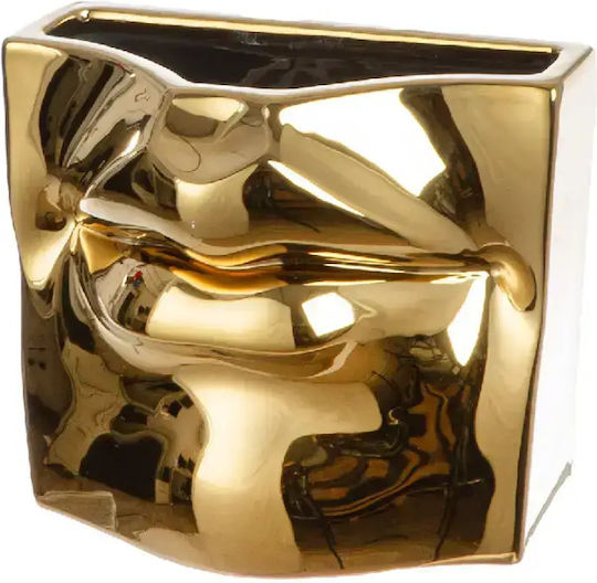 Gilde Decorative Vase Ceramic Volto Gold 12.5x8xH15cm