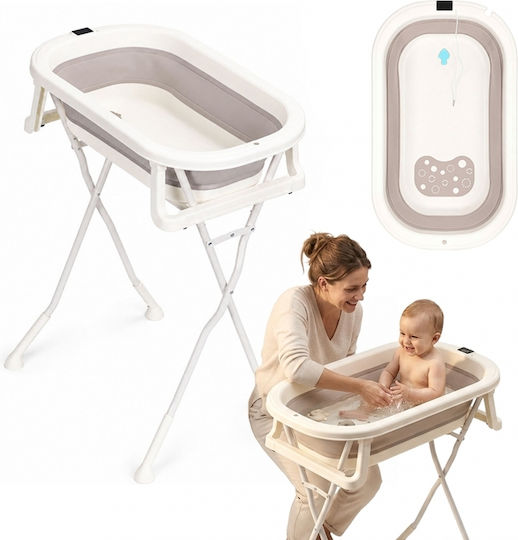 Ecotoys Сгъваема бебешка баня с термометър Бежова