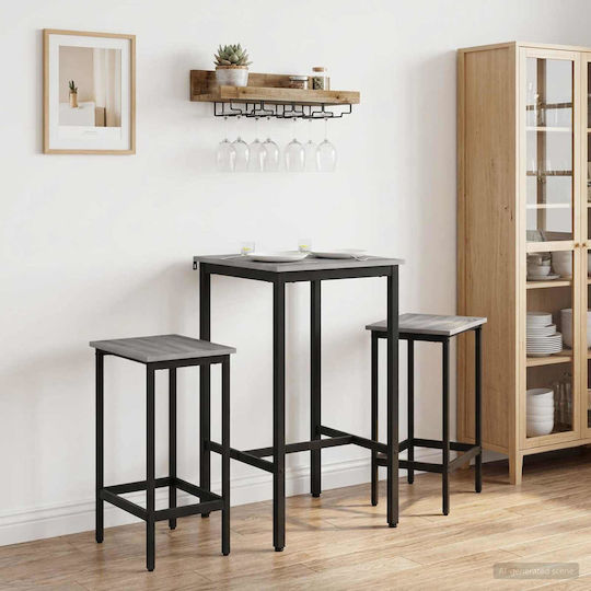 Wooden Bar Table with Metal Frame Grey Sonoma 52x52x90cm