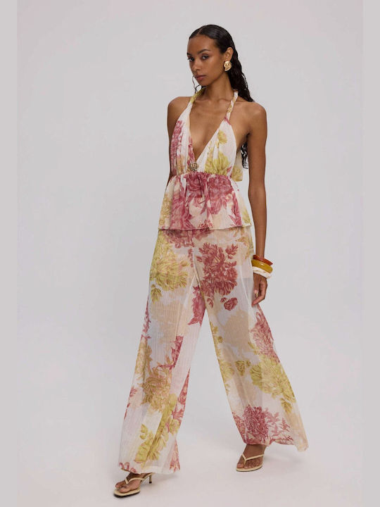 Set Roz Dama Cu Pantaloni Floral