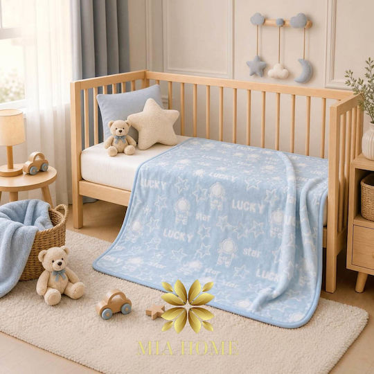 Mia Home Cot Velvet Blue Baby Blanket 110x140cm