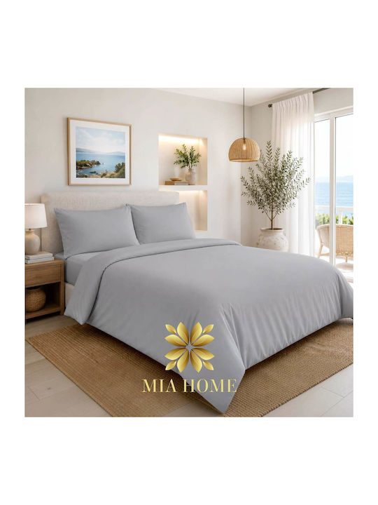 Mia Home Super-Double Bed Sheets Set 220x240cm Grey 4 Pieces
