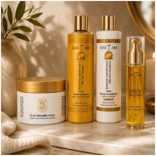 Live Spa Cosmetics Hair Treatment Set with Keratin for Thin Hair with Shampoo, Mask & Conditioner