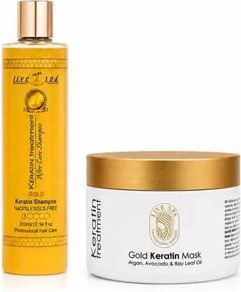 Live Spa Cosmetics Hair Treatment Set with Keratin for Coloured Hair with Shampoo, Mask & Oil