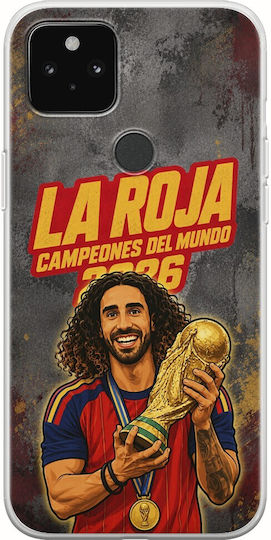 La Roja Campeones Del Mundo Marc Cucurella Google Pixel 5 Flexible TPU Transparent Silicone Case