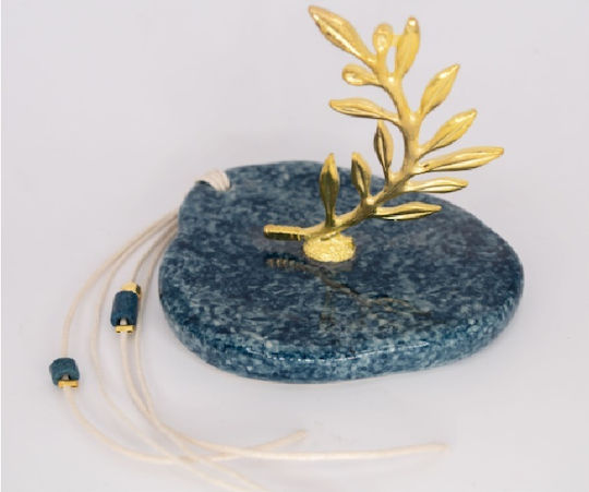 Tischplatte Glücksbringer-Kladi Olivenzweig Blau Keramik 8,5x10cm