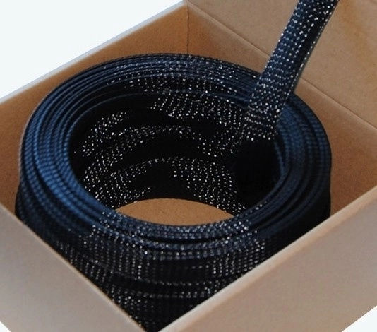Four Connect 4-ns100m-bl12 Împletitură de protecție pentru cablu din nylon negru 12/25 mm rolă de 100 m