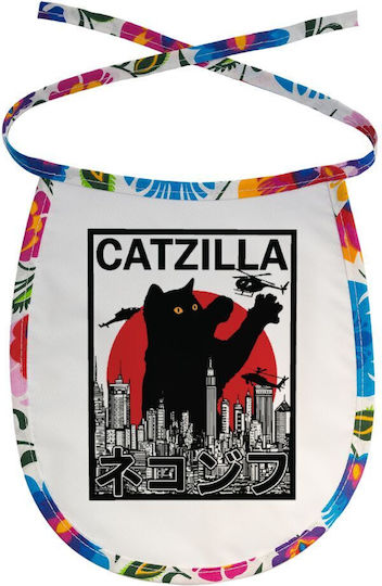 Koupakoupa Catzilla Waterproof Baby Bib Made of 100% Cotton with Lace Band Colored
