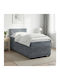 Single Bed Upholstered with Velvet Dark Grey with Slats and Mattress 80x200cm