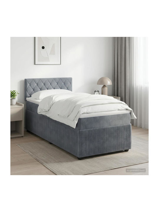 Einzelbett Mit Samt Dunkelgrau Mit Lattenrost &...