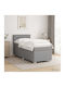 King Size Upholstered Fabric Bed Light Grey with Slats and Mattress 190x190cm