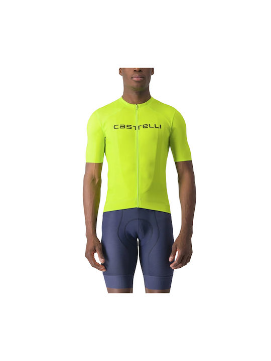 Castelli Tricou De Ciclism Pentru Bărbați Cu Mâneci Scurte Galben