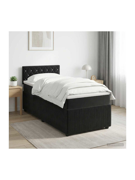 Einzelbett Mit Samt Schwarz Mit Lattenrost & Ma...