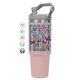 Koupakoupa Forky Thermos Stainless Steel 890ml Pink with Straw and Handle