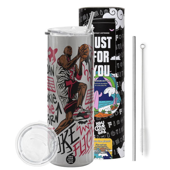 Koupakoupa Jordan Thermos Stainless Steel BPA Free 600ml Silver with Straw and Handle