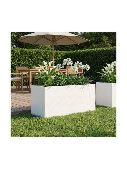 vidaXL Ghiveci Metalic Alb 80x40x40cm