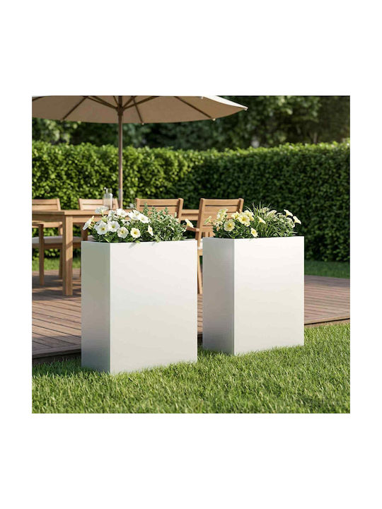 vidaXL Set of 2 White Metallic Flower Pots