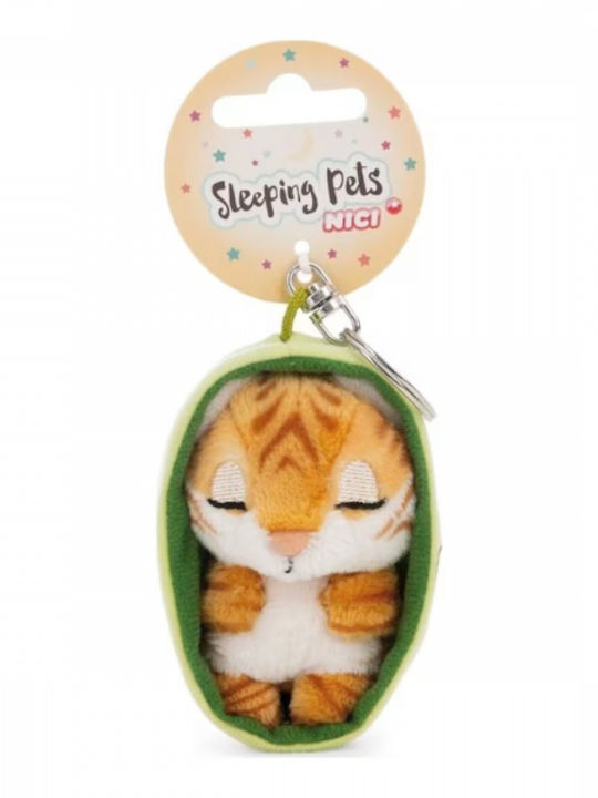 Schlüsselanhänger Plüschig Schlafende Haustiere 8cm Tiger Korb Nici 63162