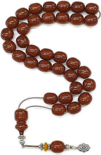 Roloi Komboloi Worry Beads with 33 Beads Made of Mastic Length 37cm Red