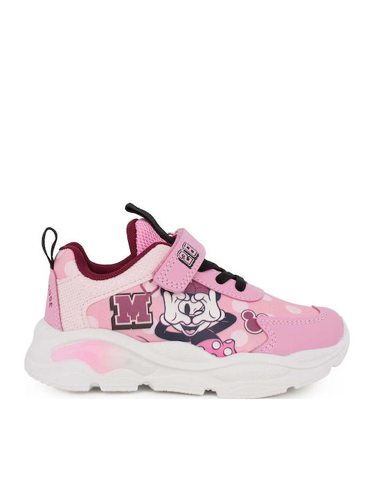 Kids Sneakers with Hook & Loop Closure & Lights Pink