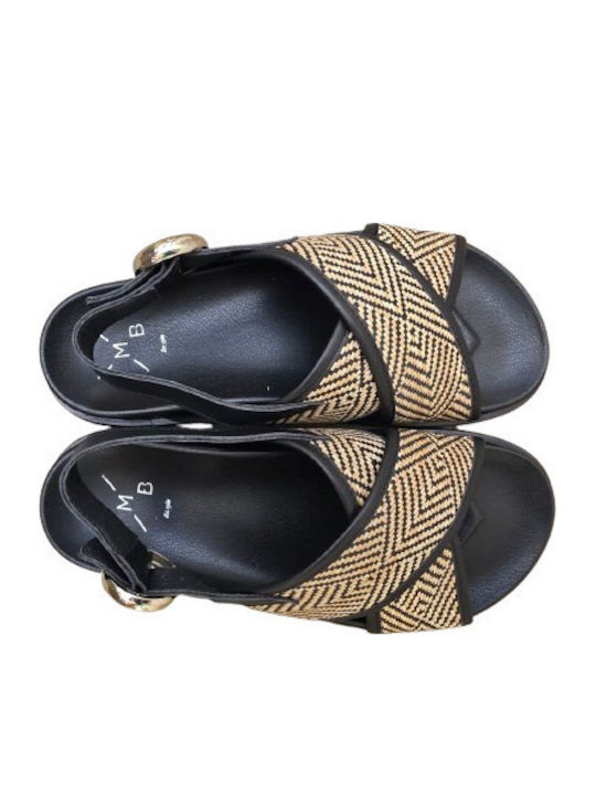 KMB Leather Women's Flat Sandals Black