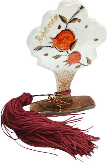 Kalliopi Silver Handmade Tabletop New Year's Lucky Charm Little White Tree Made of Glass 2027 8x12cm