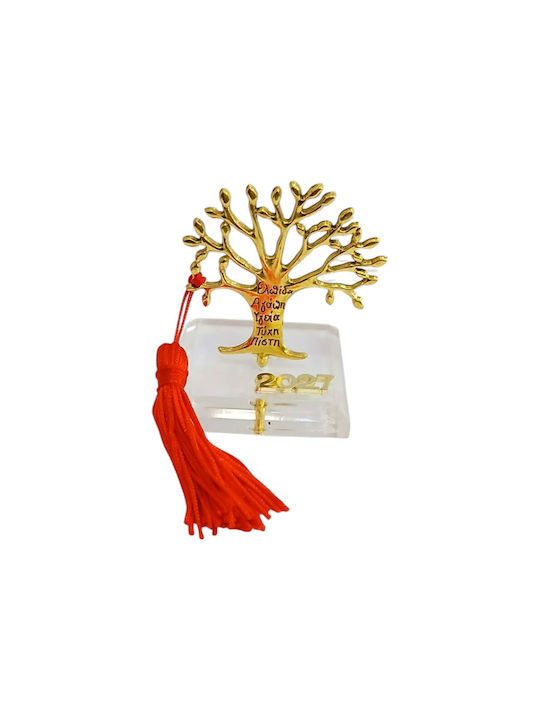 Kalliopi Silver Tabletop New Year's Lucky Charm Little Gold Tree Made of Plexiglass 2027 5x6.5cm