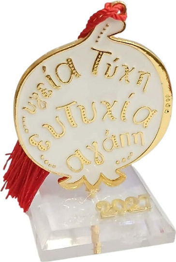 Kalliopi Silver Tabletop New Year's Lucky Charm White Pomegranate Made of Plexiglass 2027 5x10cm