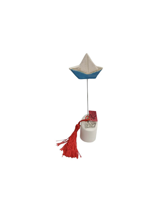Kalliopi Silver Handmade Tabletop New Year's Lucky Charm with Wishes White Ceramic 2027 3.5x17cm