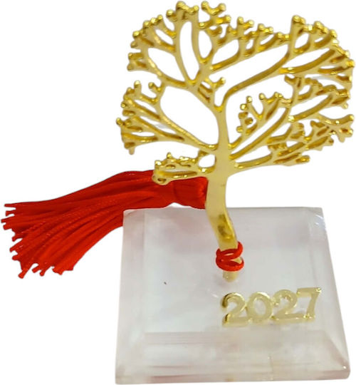 Kalliopi Silver Επιτραπέζιο Γούρι Δεντράκι Χρυσό από Πλεξιγκλάς 2027 5x8cm