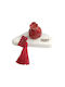 Kalliopi Silver Handgefertigter Tischplatten Glücksbringer Granatapfel Rot Keramik 2027 7x11cm