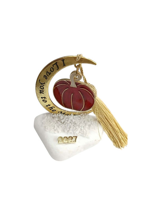 Kalliopi Silver Handmade Tabletop New Year's Lucky Charm Pumpkin Red Stone 2027