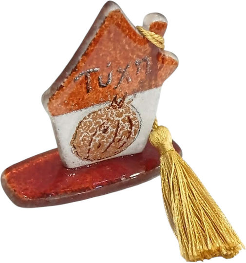Kalliopi Silver Handmade Tabletop New Year's Lucky Charm Home White Made of Glass 2027 5x7cm