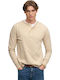 Waffle Grandad Long Sleeve Blouse Oatmeal Marl