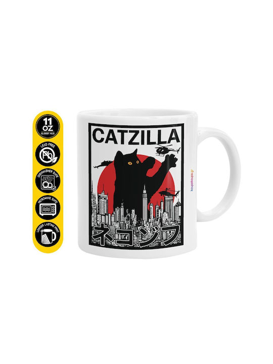 Koupakoupa Catzilla Ceramic White Mug 330ml