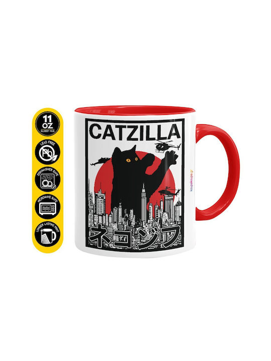 Koupakoupa Catzilla Ceramic Red Mug 330ml