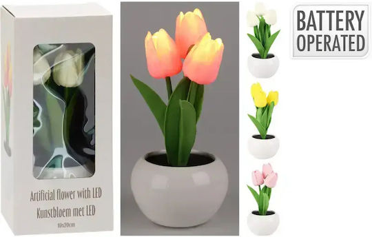 Artificial Tulips Led Ceramic Potted Plant 9x20cm 3 Colours Yellow