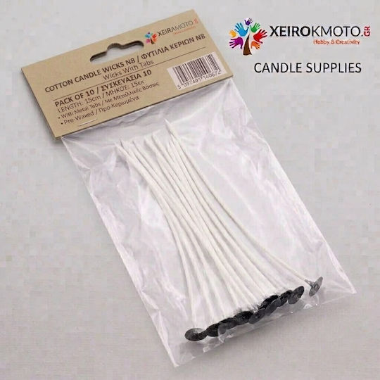 Waxed Cotton Wick N8 15cm Set 10pcs Candle Making