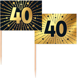 Toothpick Flags 40th Birthday 50 Pieces Toothpick Flags 40th Birthday 50 Pieces