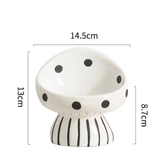 Animal Ceramic Food & Water Bowl for Dog & Cat with Stand 200ml 14.5cm in Yellow Color